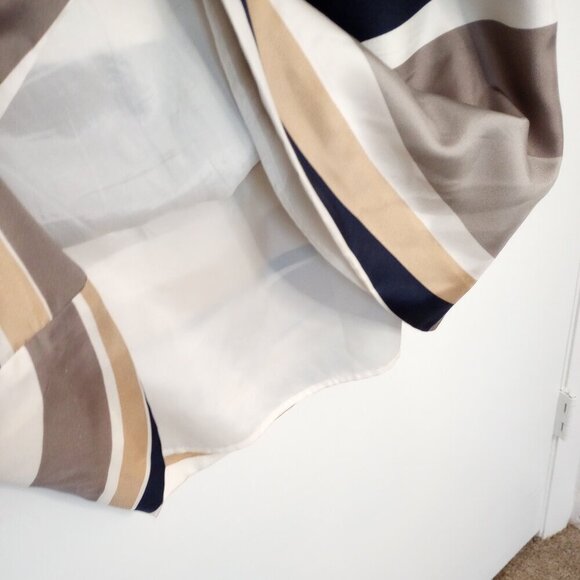 Banana Republic Silk Navy, Gold & Taupe Striped Sheath Dress - Picture 9 of 13